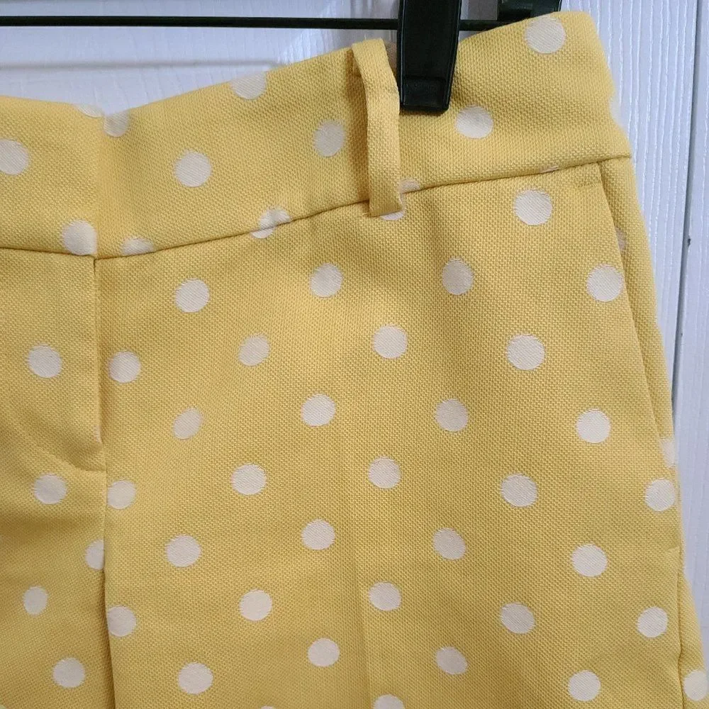 Ann Taylor Yellow White Poka Dots Shorts